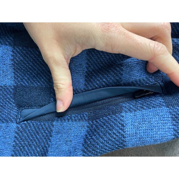 L.L.Bean Women's Sweater Fleece Jacket Full Zip Gingham Blue Size MED Granola - Picture 13 of 13